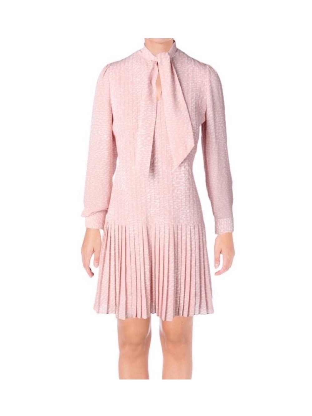 Kate Spade New York Womens Size 6 Pink Pleated Georgette Dress Tie Neck Coquette